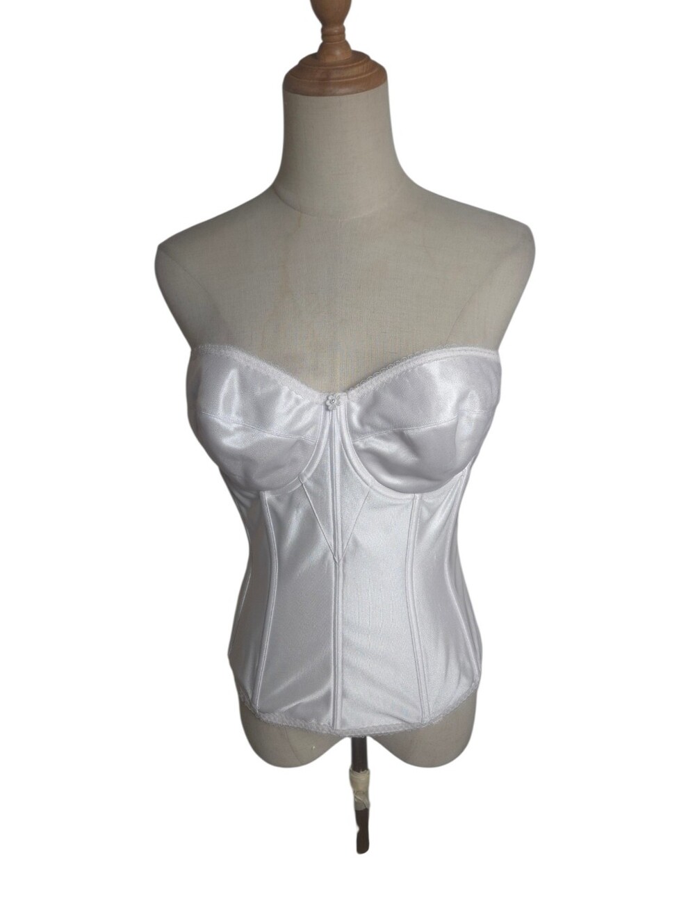 Dominique White Satin Strapless Bridal Corset Top NWT